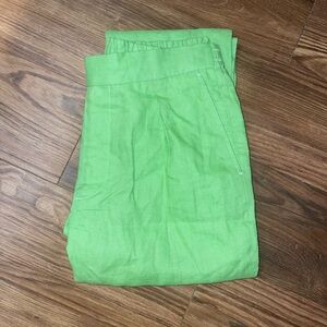 Polo Ralph Lauren Green Pleated Linen Pants
